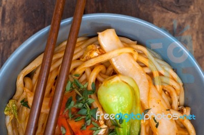 Hand Pulled Ramen Noodles Stock Photo