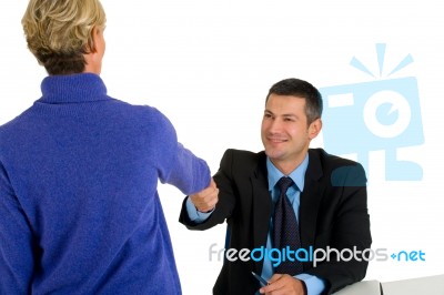 Hand Shaking Business People Stock Photo