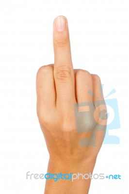 Hand Showing A Middle Finger Stock Photo