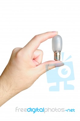 Hand With Bulb Isolated Stock Photo