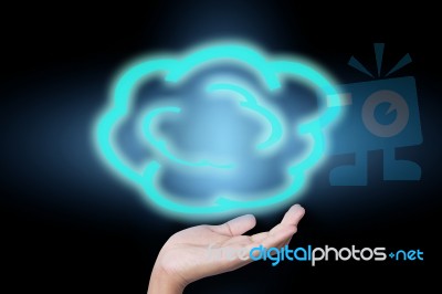 Hand with cloud computing concept Stock Photo