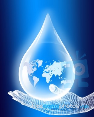 Hand With Earth In Water Drop Stock Image