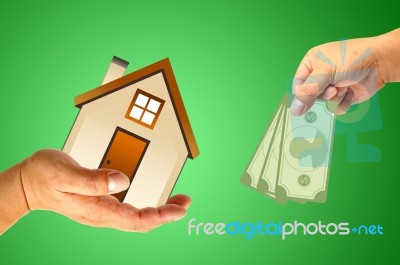 Hand With House And Money Stock Image Hand With House And Money Stock Image
