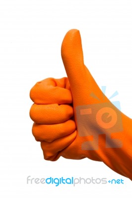 Hand With Rubber Glove Stock Photo
