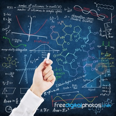 Hand Writing Science Formulas Stock Image