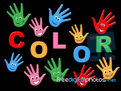 Handprints Colorful Indicates Vibrant Child And Creativity Stock Image