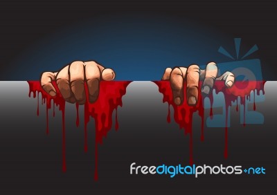 Hands And The Blood Stock Image