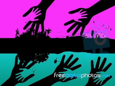 Hands Background Means Adult Child Connections And Painting
 Stock Image