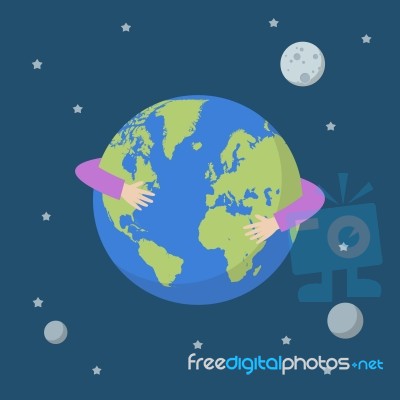 Hands Hug Earth Globe Stock Image