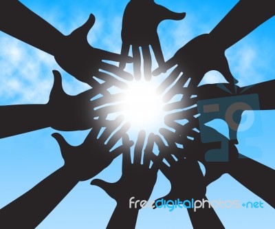 Hands In Sky Shows Togetherness Human And Relations Stock Image