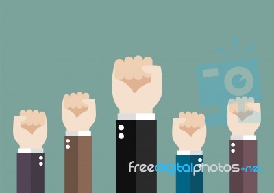 Hands Of Business Team Raised Fist Air Stock Image Hands Of Business Team Raised Fist Air Stock Image