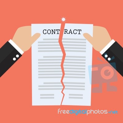 Hands Tearing Apart Contract Document Paper Stock Image