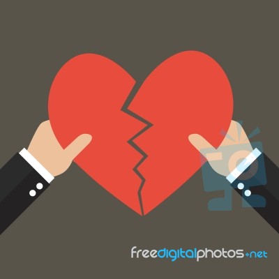 Hands Tearing Apart Heart Symbol Stock Image