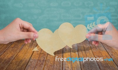 Hands With Paper Heart Stock Photo