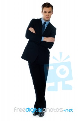 Handsome Business Executive Tilting Stock Photo