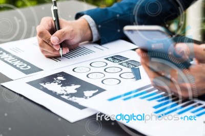 Handsome Businessman Wearing Suit And Using Modern Laptop Outdoo… Stock Photo