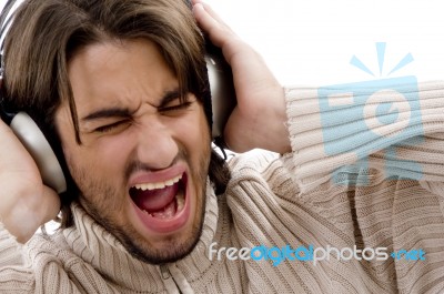 Handsome Male Crazy For Music Stock Photo