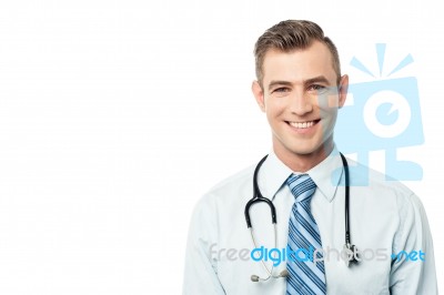 Handsome Male Physician Isolated On White Stock Photo