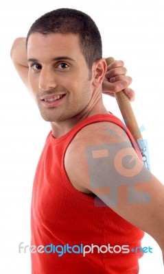 Handsome Male With Nunchaku Stock Photo