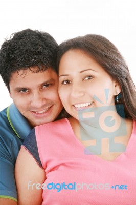 Handsome Man Hugging His Wife Stock Photo