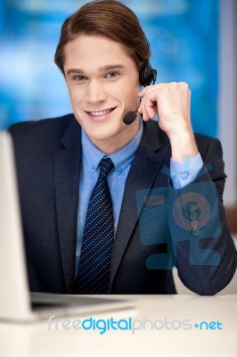 Handsome Young Businessman Communicating Stock Photo