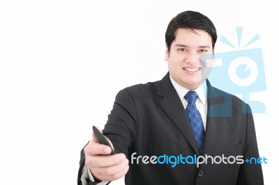 Handsome Young Man With Mobile Stock Photo