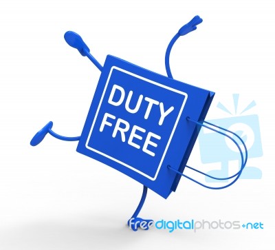 Handstand Tax Free Shopping Bag Shows Duty Purchases Stock Image