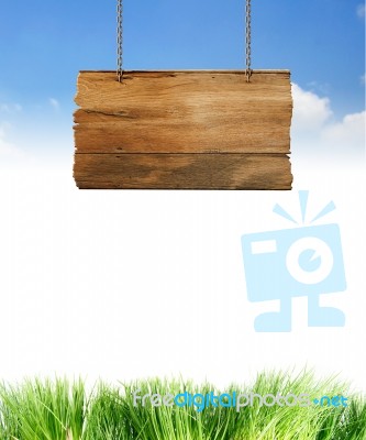 Hanging Wooden Sign Stock Image