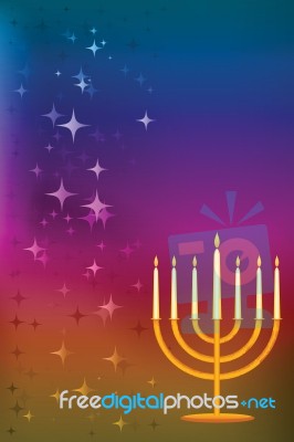 Hanukkah Card With Candle Holder Stock Image