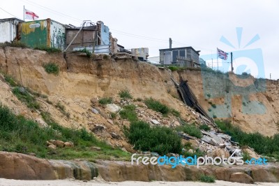 Happisburgh, Norfolk/uk - August 6 : Coastal Erosion At Happisbu… Stock Photo