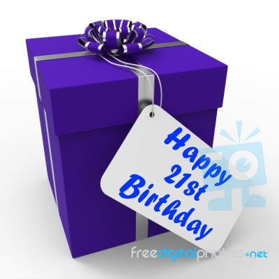 Happy 21st Birthday Gift Shows Celebrating Twenty-one Years Stock Image