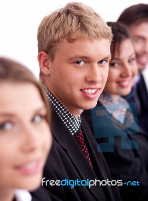 Happy Business Men With Colleague Stock Photo