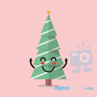 Happy Christmas Tree Character Stock Image
