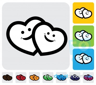 Happy Couple In Love Icon(symbol) Outline- Simple  Graphic Stock Image
