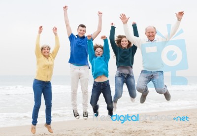 Happy Family Have Fun At Vacation Stock Photo