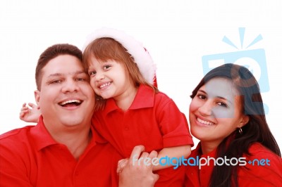 Happy Family In Christmas Stock Photo