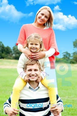 Happy Family In Outdoor Stock Photo