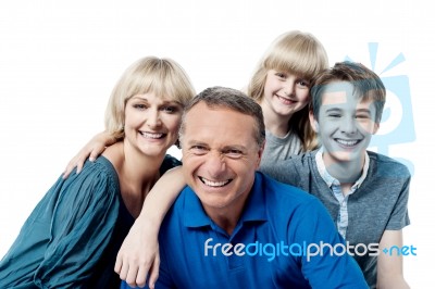 Happy Family On White Background Stock Photo