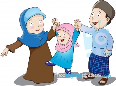 Happy Muslim Family,  Illustration Stock Image