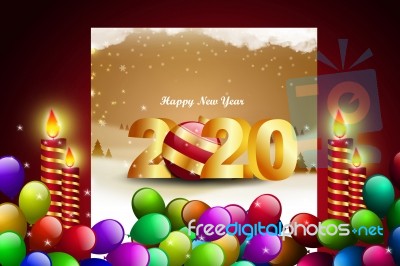 Happy New Year 2020 Gold Text Design. Illustration Lettering 2020 Isolated On Color Background Stock Image