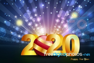 Happy New Year Greetings 2020 Realistic Illustration Stock Image
