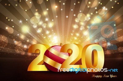 Happy New Year Greetings 2020 Realistic Illustration Stock Image