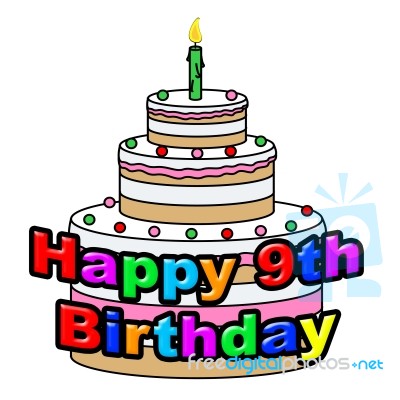 Happy Nineth Birthday Shows Celebrating Ninth And Celebration Stock Image