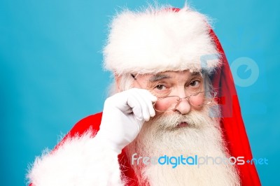 Happy Santa Claus With Eyeglasses Stock Photo