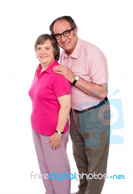 Happy Senior Couple standing Stock Photo