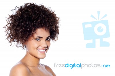 Happy Smiling Woman Enjoying The Freshness Stock Photo