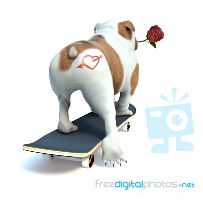 Happy Valentines Day With Heart At Buttocks Dog Stock Image