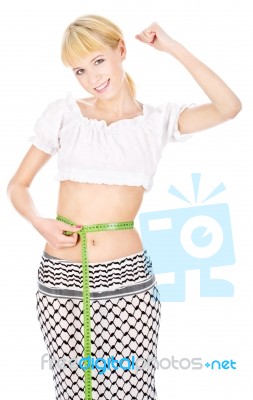 Happy Woman Lost Weight Stock Photo
