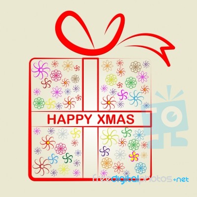 Happy Xmas Indicates Merry Christmas And Celebrate Stock Image