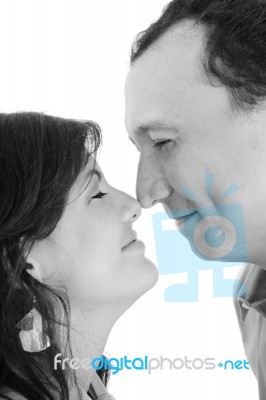 Happy Young Couple Portrait Smiling Isolated Over A White Backgr… Stock Photo Happy Young Couple Portrait Smiling Isolated Over A White Backgr… Stock Photo